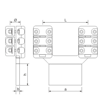 Terminal clamps for double-bundle conductor of bolt type