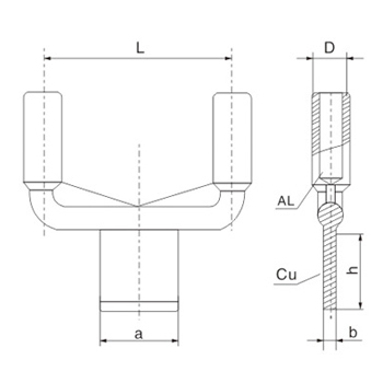 Aluminum-copper terminal connector for double-bundle conductor(compression type)