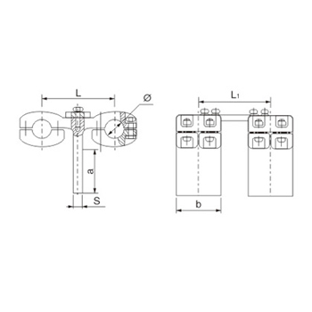 T-connectors for double conductors & Tap-conductor(bolled type)