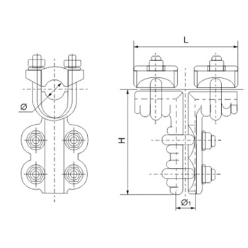 T-connectors for single conductor of bolt type